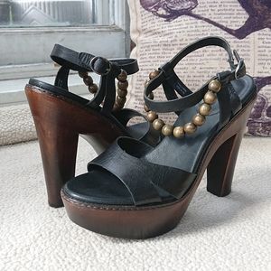 UGG "Naima" Heeled Platform Leather Sandal